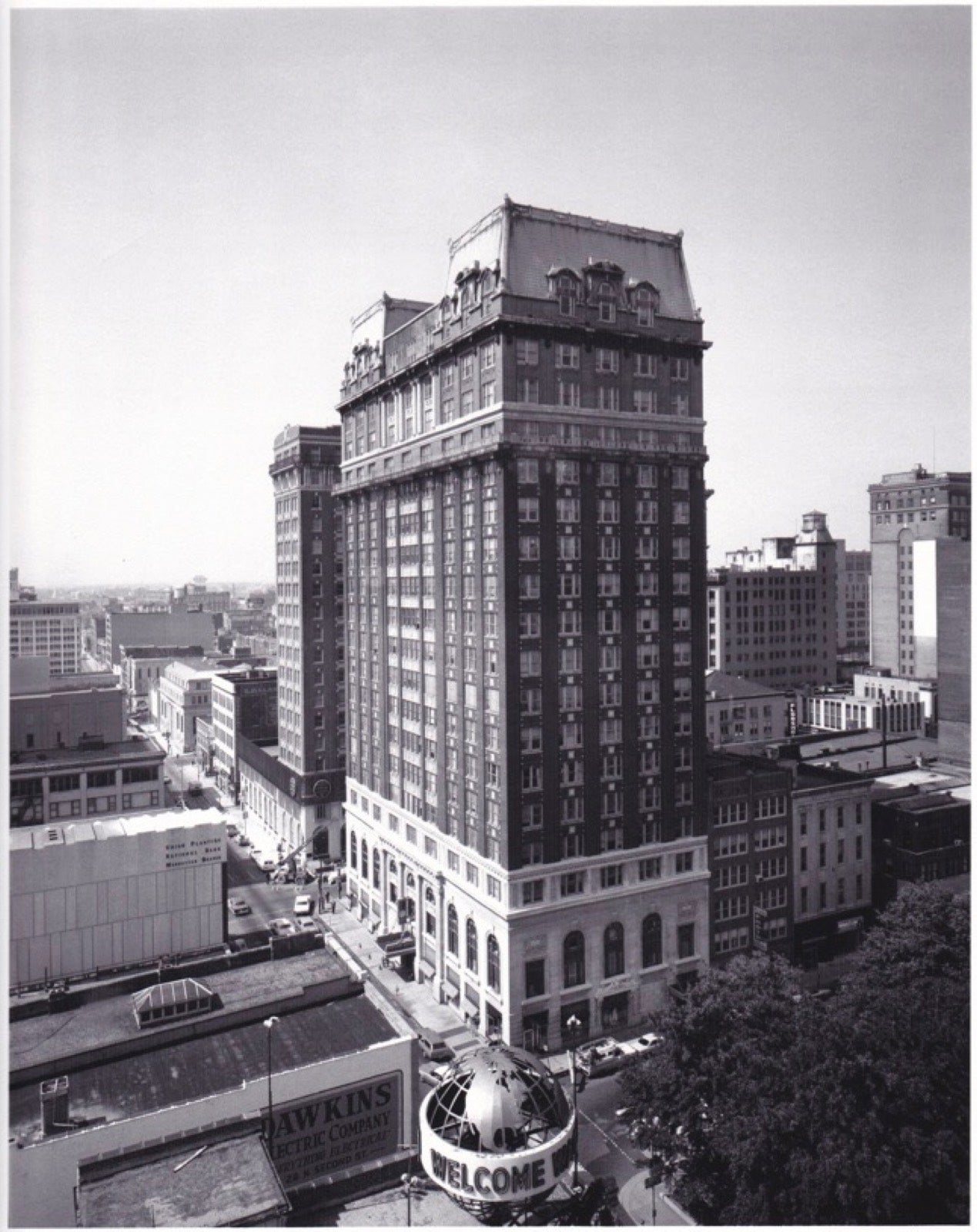 Vintage black-and-white archival photograph of the historic Exchange Building, Memphis